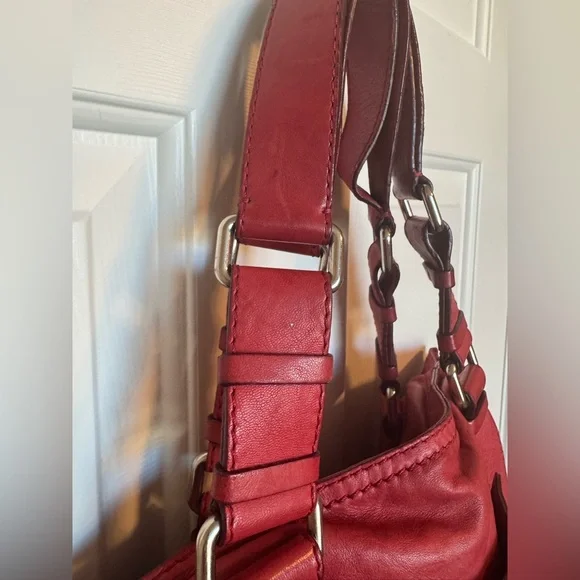 Chloe Patsy Leather Studded Logo Red Tote COA - Picture 11 of 16